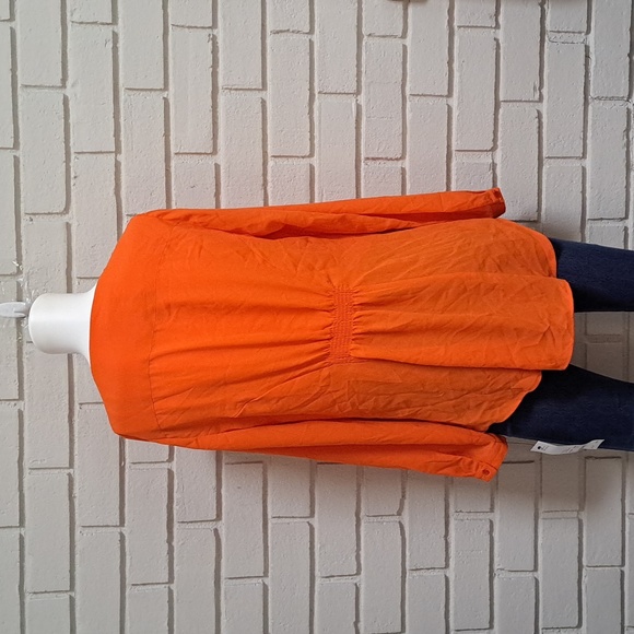 NY Collection Orange Gold Detail Long Sleeve Blouse. Size M NWT - Picture 5 of 9